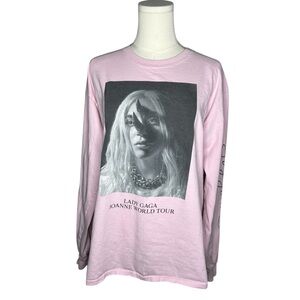 Lady Gaga Joanne World Tour 2017 Baby Pink Long Sleeve Tee Shirt Size Large